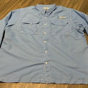 HABIT Men’s Skirr River Long Sleeve River Guide Fishing Shirt Blue Check 2XL